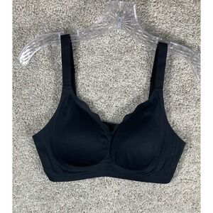 BLACK COMFORT CONTOUR PUSH UP BRA SIZE LG ADJUSTABLE STRAPS HOOK & EYE CLOSURE